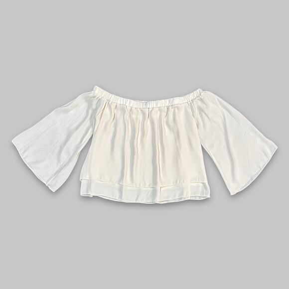 I.Joah White Off-Shoulder Flare Sleeve Blouse – Women’s Size S - Picture 1 of 4